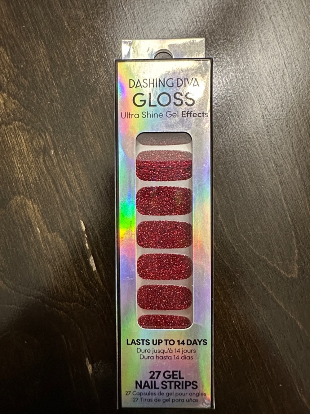 Gloss Red Glitter Gel Nail Strips - 27 Pack
